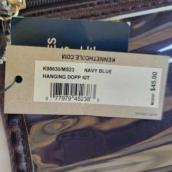 KENNETH COLE Reaction Navy Blue Hanging Travel Cosmetic/toiletry Bag Case Roll - Picture 6 of 7